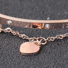 Elegant Crystal Heart Charm Bracelets in Gold and Rose Gold