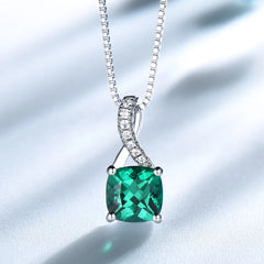 Elegant 925 Sterling Silver Jewelry Set with Created Emerald