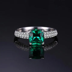 Classic Sterling Silver Nano Emerald Engagement Ring