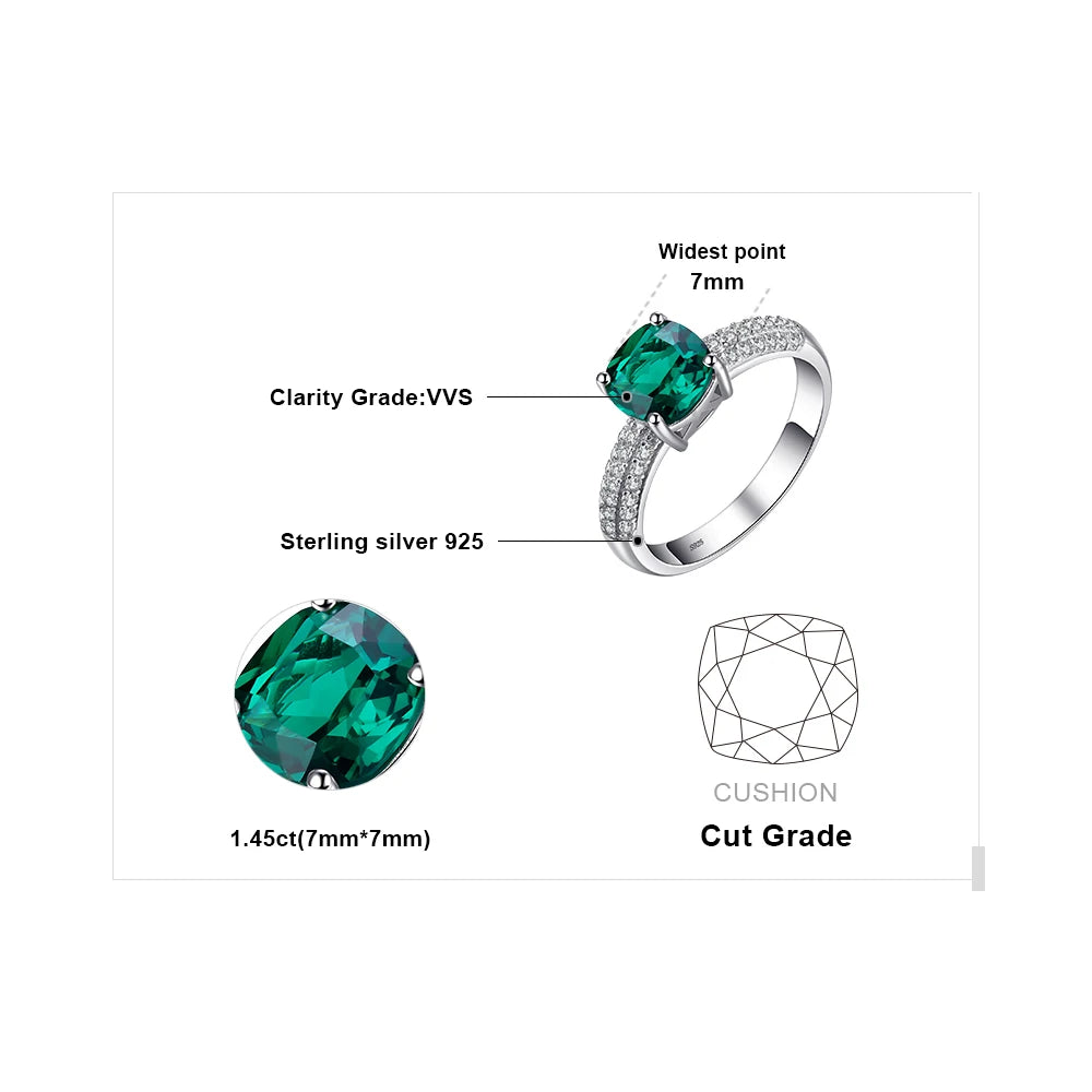 Classic Sterling Silver Nano Emerald Engagement Ring