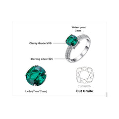 Classic Sterling Silver Nano Emerald Engagement Ring