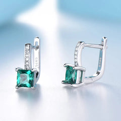 Elegant 925 Sterling Silver Jewelry Set with Created Emerald