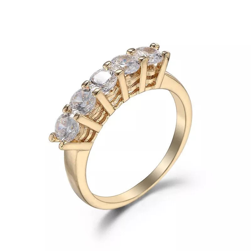 MxGxFam Small CZ 18k Gold Rings for Women