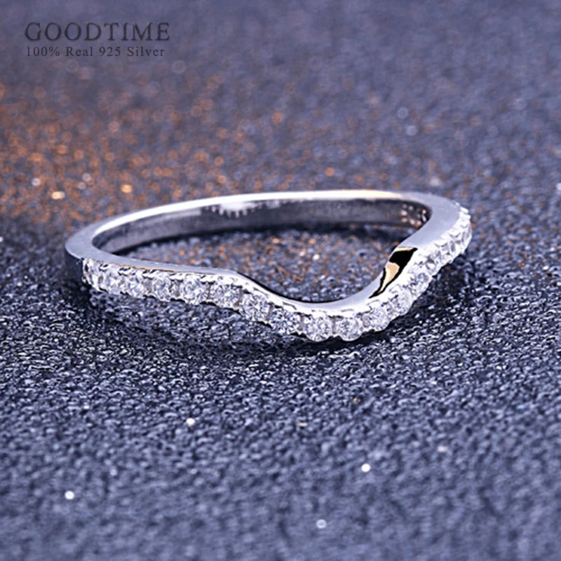 Elegant Sterling Silver Zircon Ring Set