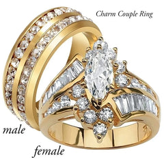 Charming Heart-Shaped Ring Set