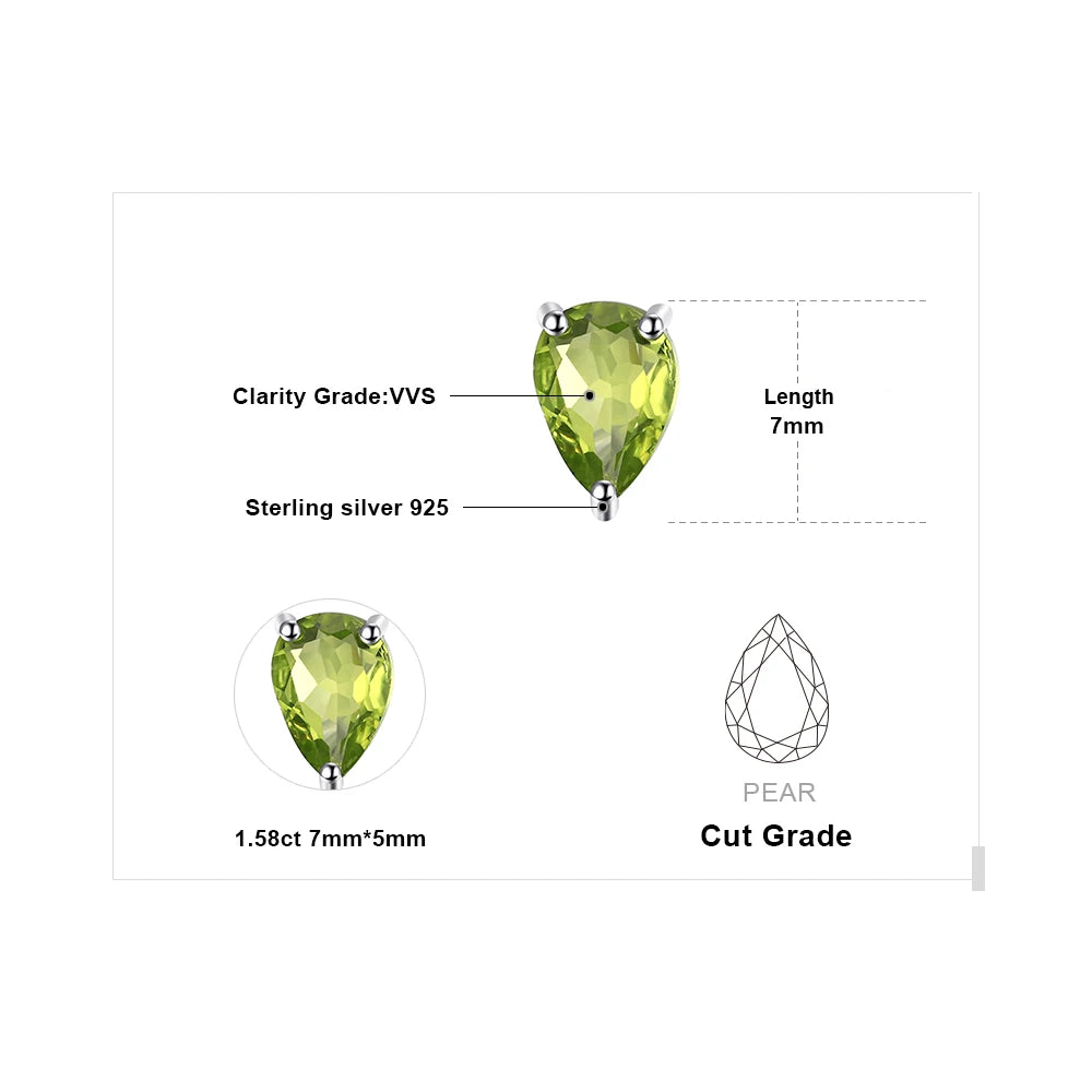 Timeless 1.5ct Pear Genuine Peridot Sterling Silver Stud Earrings