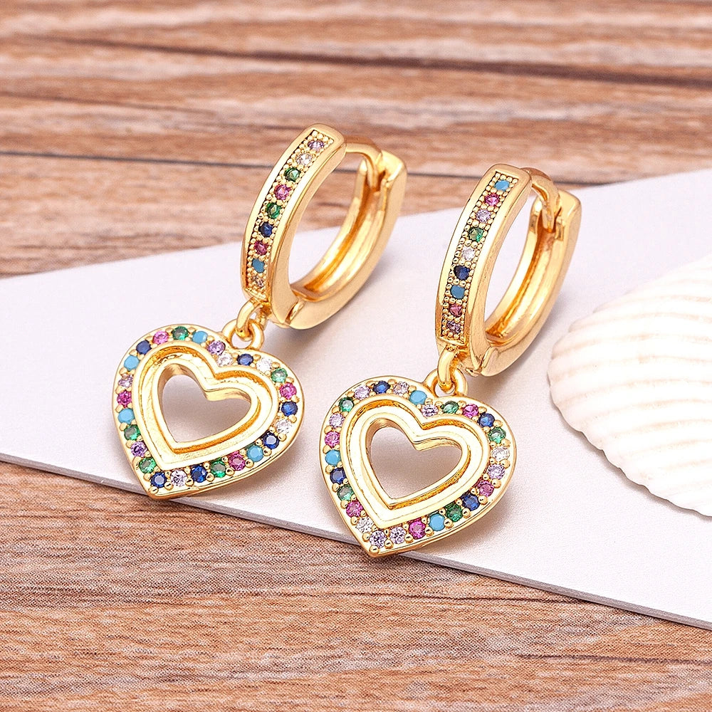 Trendy Bohemian Zircon Hollow Blue Evil Eye Hoop Earrings for Women