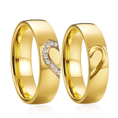 Lover's Heart Alliance 18k Gold Plated Wedding Rings Set