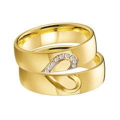 Lover's Heart Alliance 18k Gold Plated Wedding Rings Set