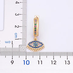 Trendy Bohemian Zircon Hollow Blue Evil Eye Hoop Earrings for Women