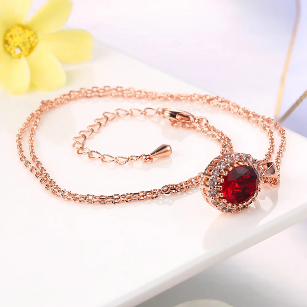 Elegant Rose Gold Color Pendant Necklace