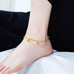 18K Gold Plated Twist Link Anklet with Heart Charms