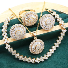 Gold-Tone Jewelry Set with Crystal Accents