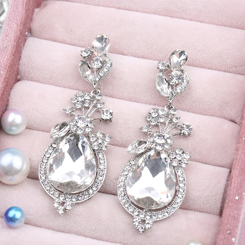 Vintage Crystal Water Drop Earrings