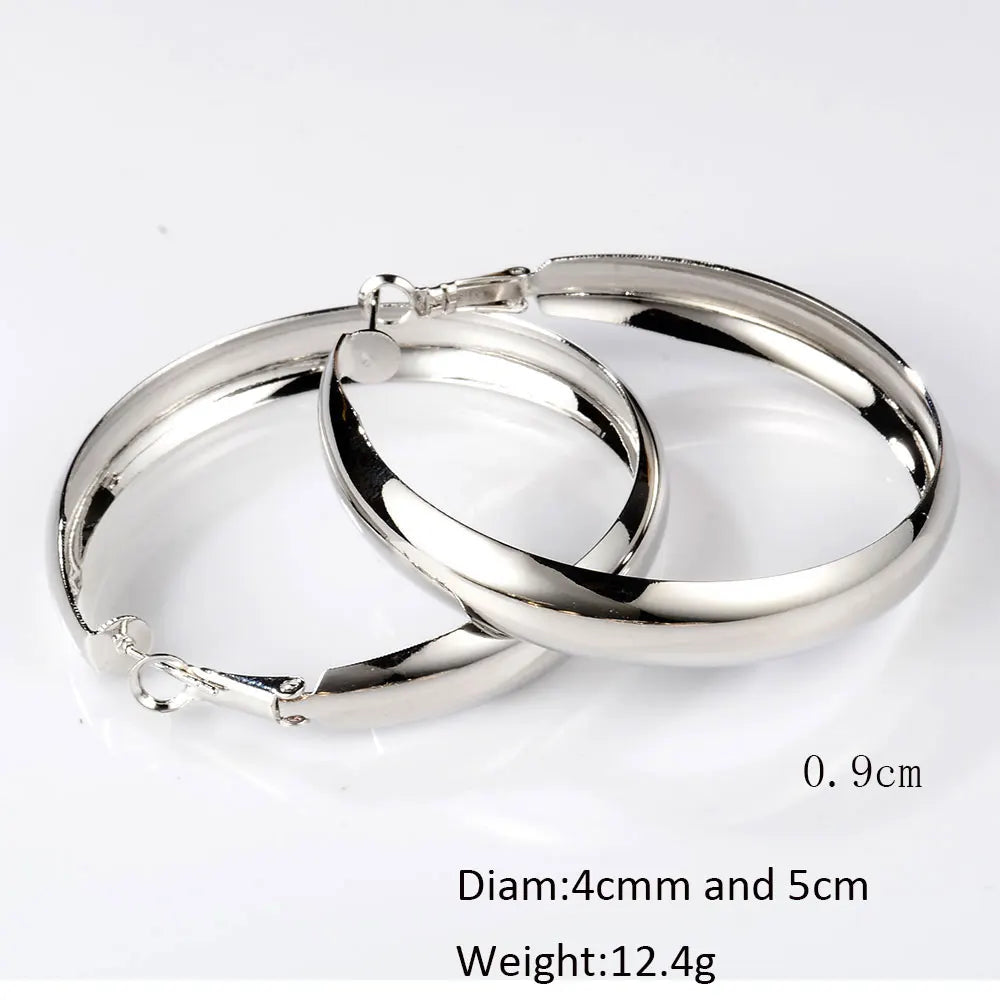 Korean Big Smooth Mirror Hoop Earrings