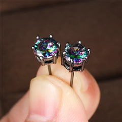 Punk Rainbow Crystal Stud Earrings