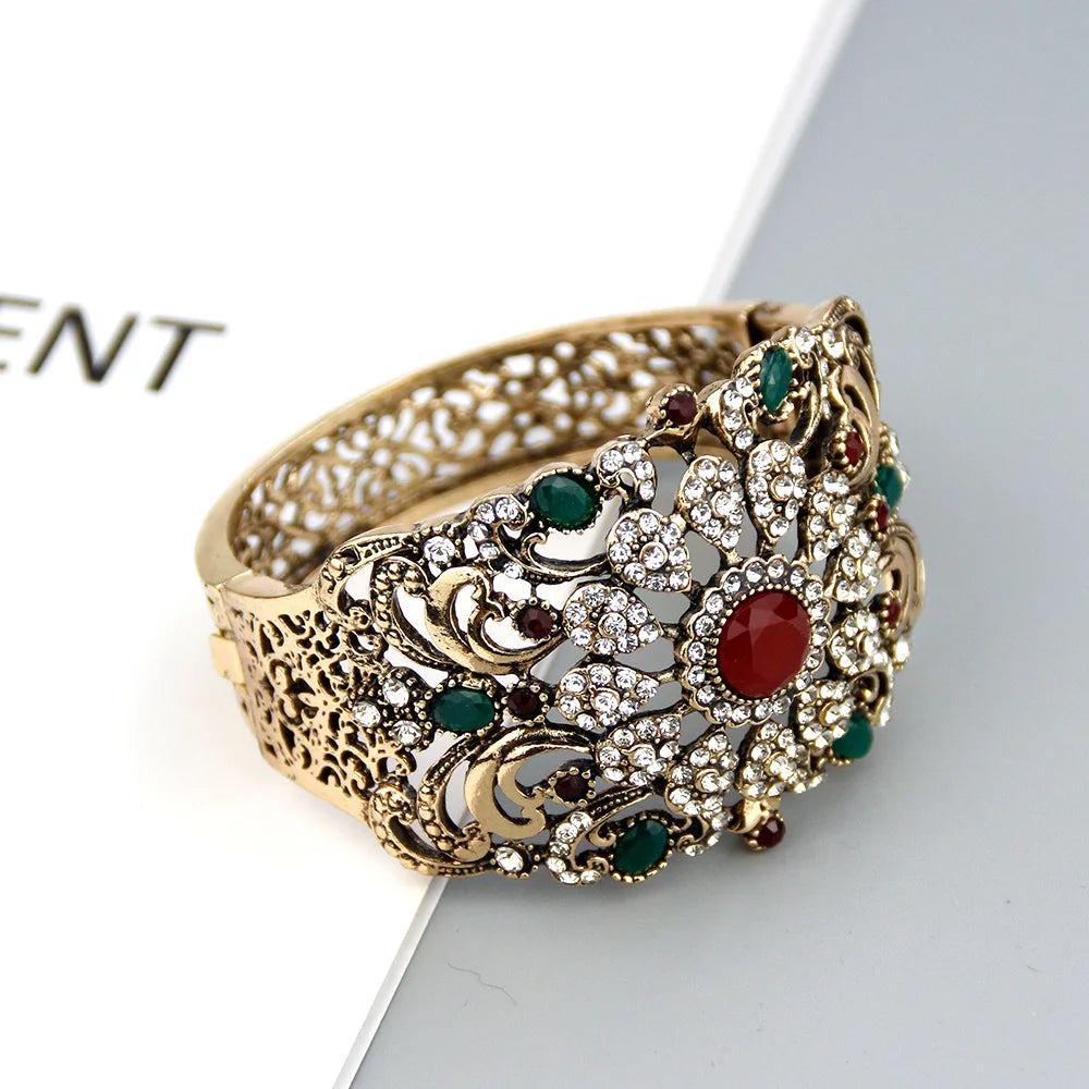 Sunspicems Vintage Crystal Cuff Bracelet for Women