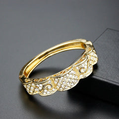 Elegant Gold Color Crystal Wedding Cuff Bracelet