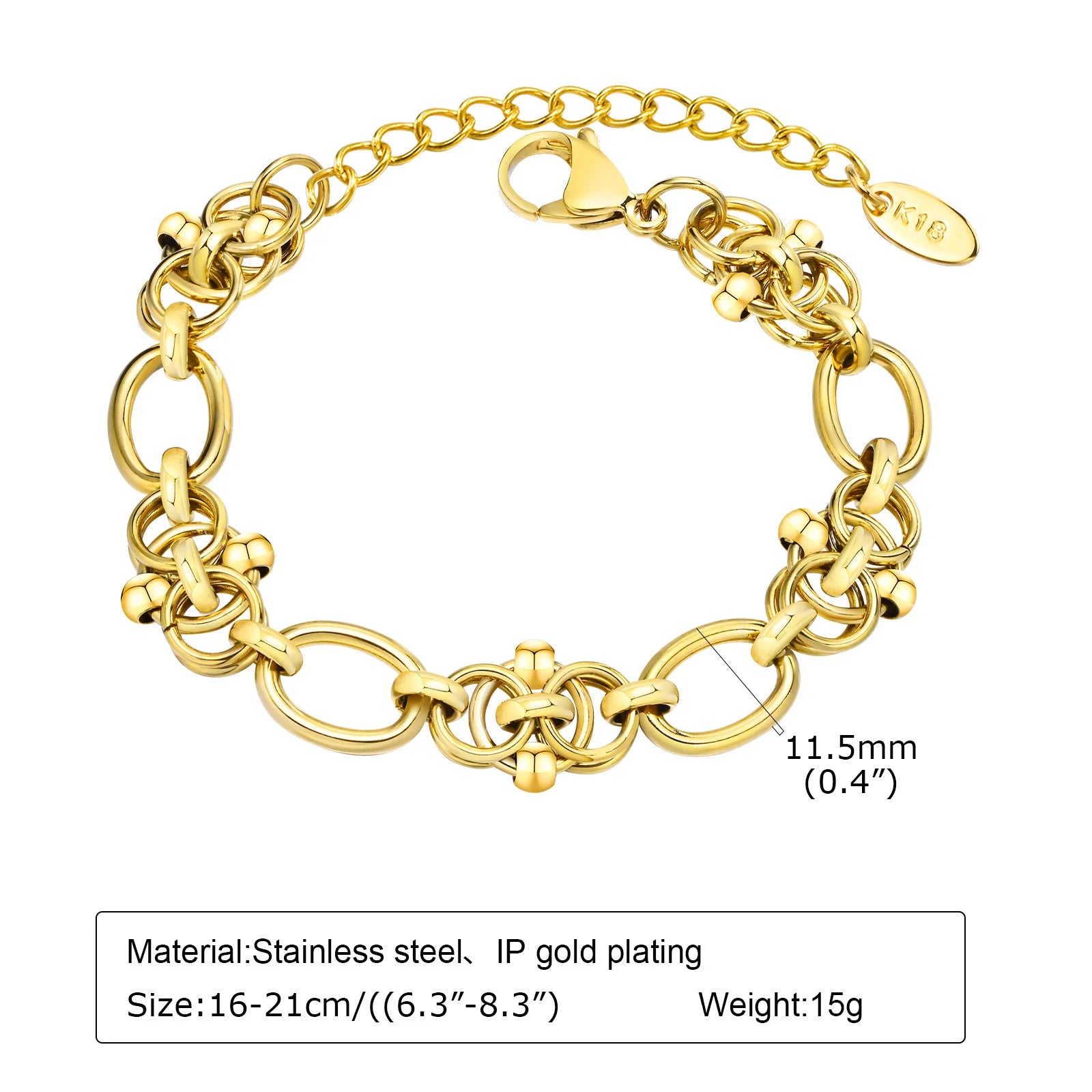 Elegant 18k Gold Chain Bracelet for Women