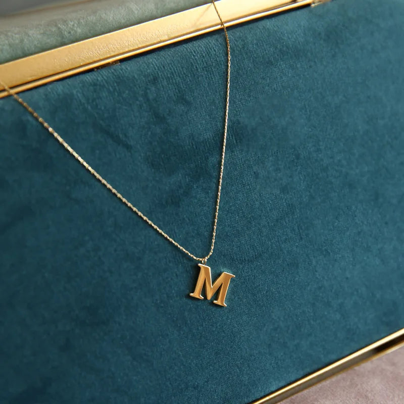 Simplicity 18 K Gold Plating Niche Design English Letter M Pendant Necklace