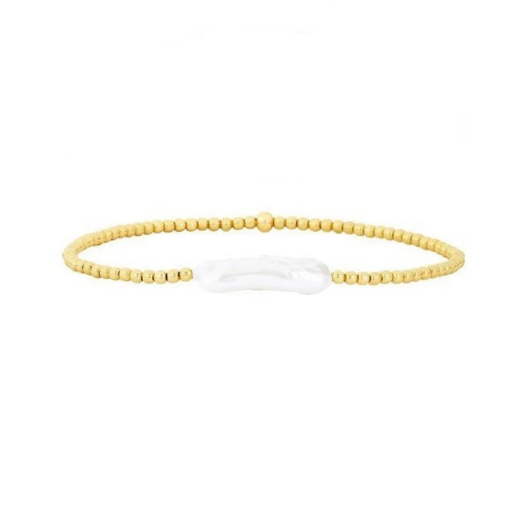 KKBEAD Natural Pearl 18k Gold Bracelet Set