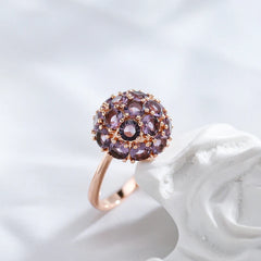 Luxury Ball Ring with Purple Zircon in 585 Gold Color