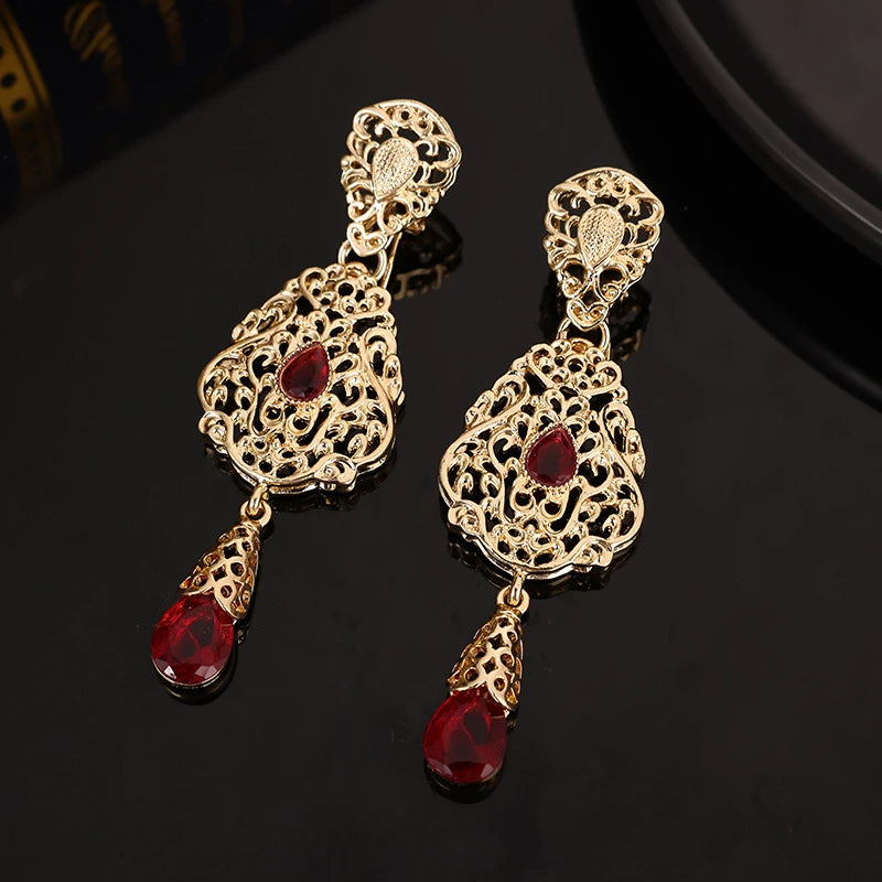 Elegant Vintage-Style Drop Earrings with Rhinestone Mosaic