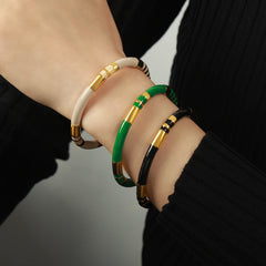 Green White Black Fashion Bangles with Roman Numerals