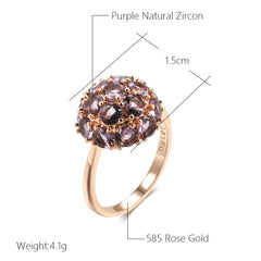 Luxury Ball Ring with Purple Zircon in 585 Gold Color