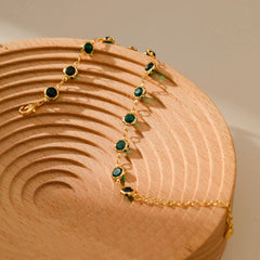 18k Gold Plated Dark Green Zircon Bracelet