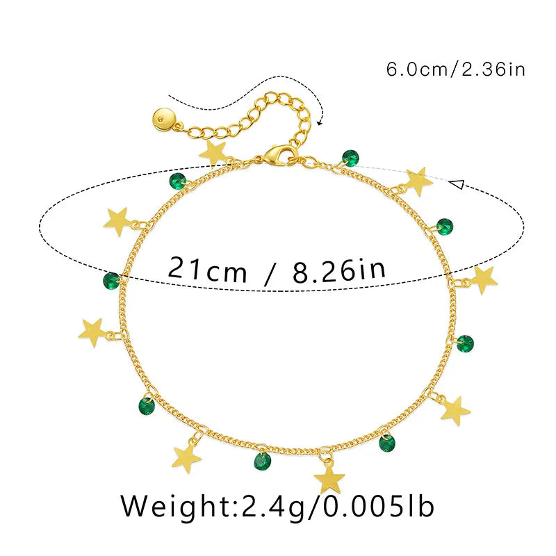 18K Gold Plated Cute Star Pendant Anklets