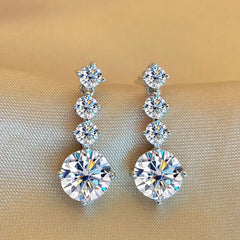 Sterling Silver Moissanite Drop Earrings: D Color VVS1 Moissanite Diamond