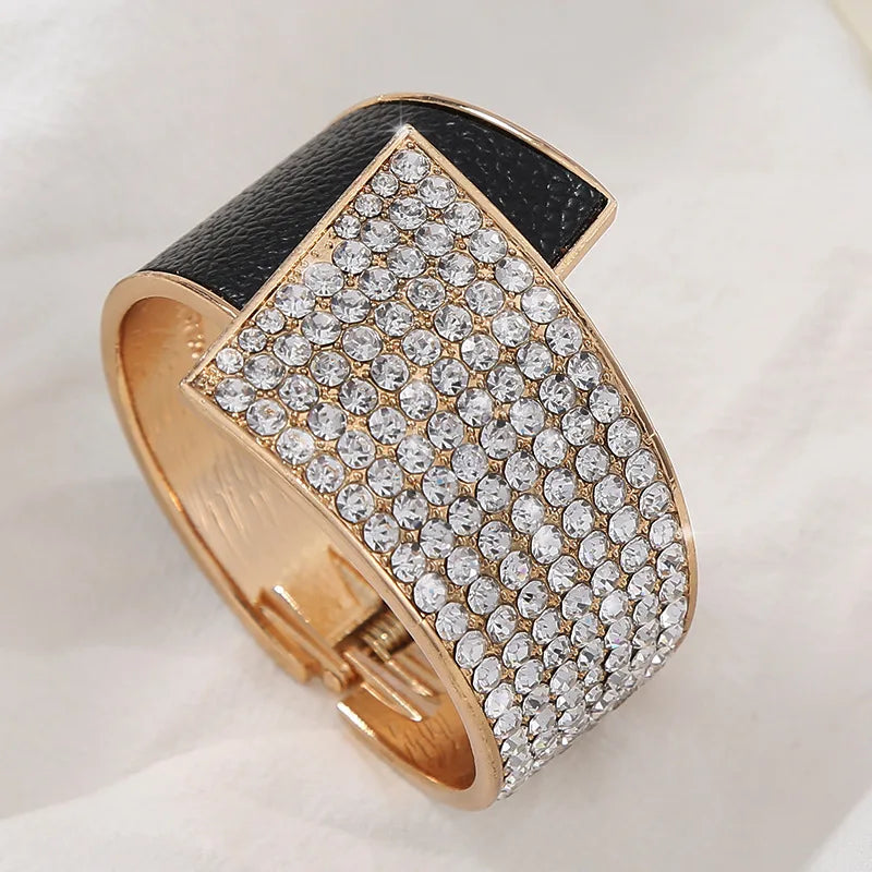 Chic Geometric Crystal Cuff Bracelet