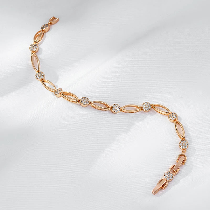 Trendy 585 Rose Gold Color Chain Bracelet with Natural Zircon