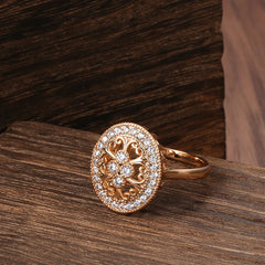 Vintage Texture Full Zircon Women's Ring in 585 Gold Color