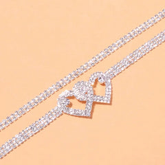 Charming Cubic Zirconia Heart Anklet