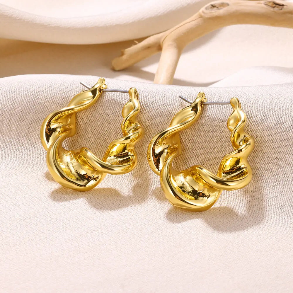 Round 18K Gold Color Earrings for Women