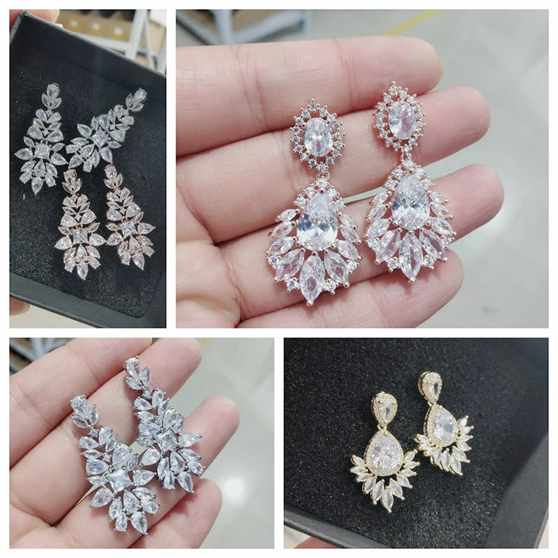 Elegant Cubic Zirconia Chandelier Dangle Earrings for Women