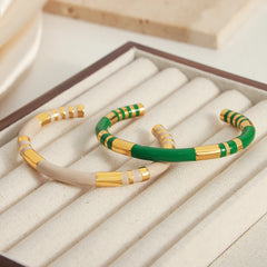 Green White Black Fashion Bangles with Roman Numerals