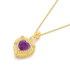 Heart-Shaped Amethyst Pendant Necklace