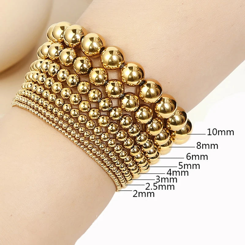 18K Gold Plated Stainless Steel Beaded Bracelets