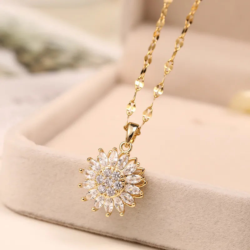 Sophisticated Sunflower Pendant Necklace