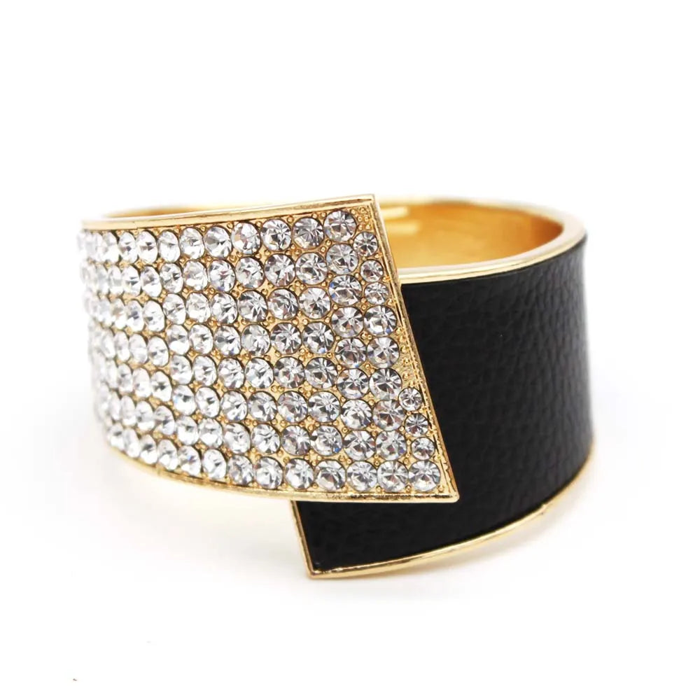 Chic Geometric Crystal Cuff Bracelet