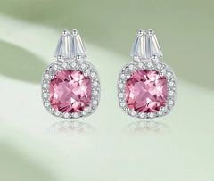 Elegant Pink Morganite Cushion-Cut Stud Earrings