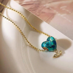 Elegant Blue Heart Pendant Necklace