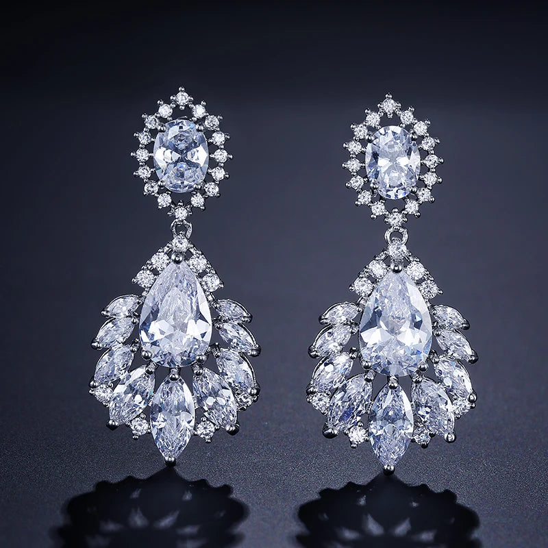 Elegant Cubic Zirconia Chandelier Dangle Earrings for Women