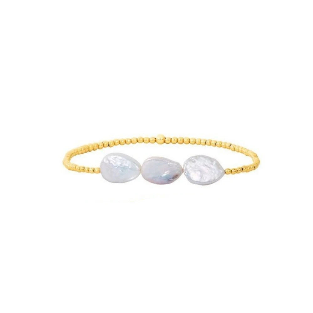 KKBEAD Natural Pearl 18k Gold Bracelet Set