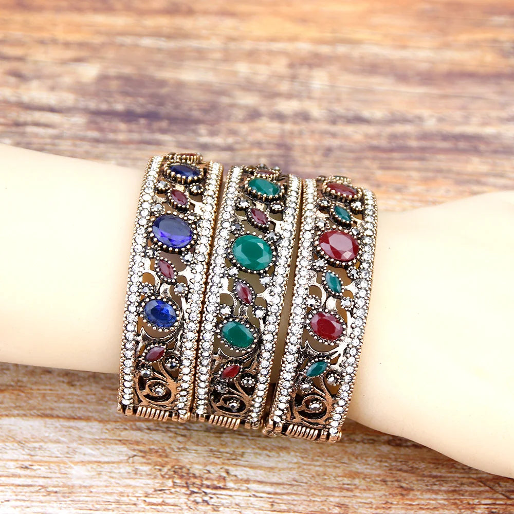 Sunspicems Vintage Round Resin Bangles for Women