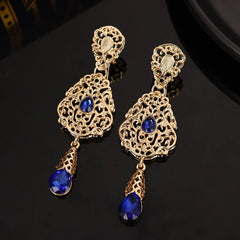 Elegant Vintage-Style Drop Earrings with Rhinestone Mosaic