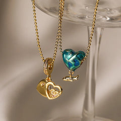 Elegant Blue Heart Pendant Necklace